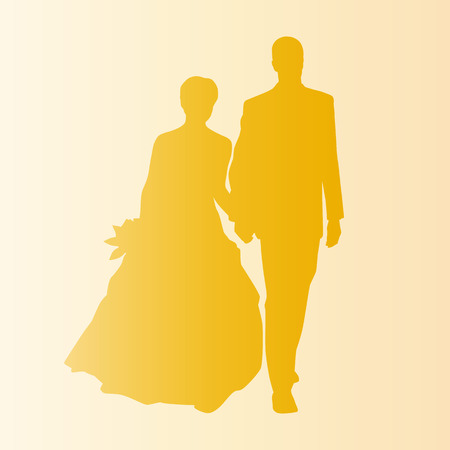 wedding couple silhouetteのイラスト素材
