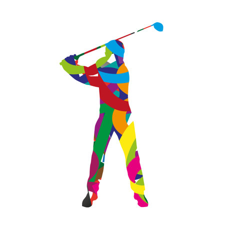 Abstract colorfull golf playerのイラスト素材