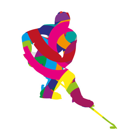 Abstract colorful ice hockey playerのイラスト素材