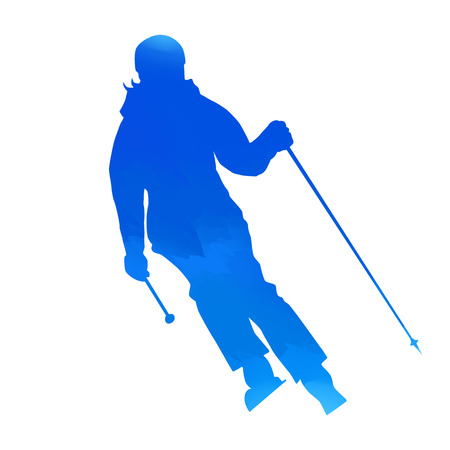Bright blue woman skierのイラスト素材