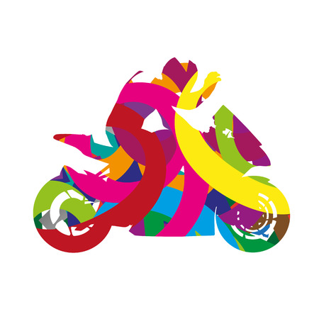 Abstract colorful motorcycle riderのイラスト素材