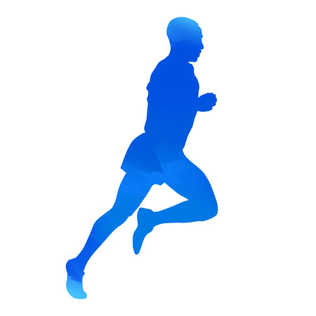 Blue runner. Vector silhouetteのイラスト素材