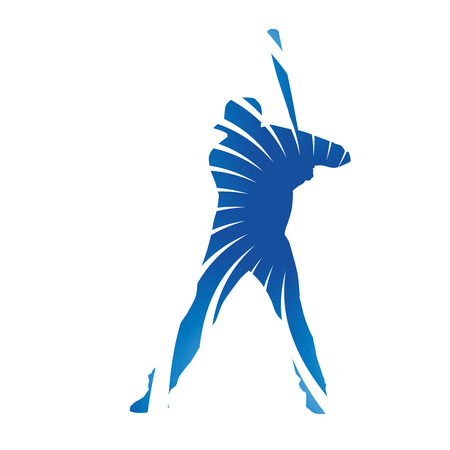 Abstract blue baseball batter figureのイラスト素材