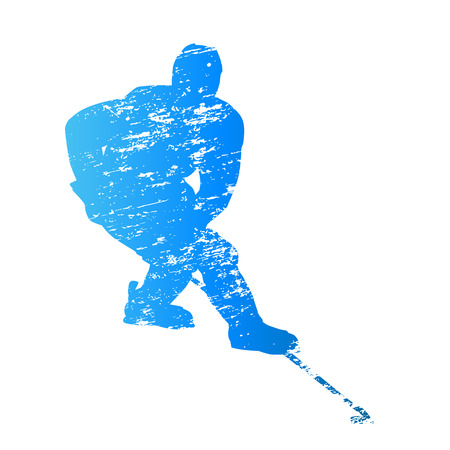 Scratched vector silhouette ice hockey playerのイラスト素材