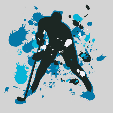 Abstract ice hockey player. Vector silhouetteのイラスト素材