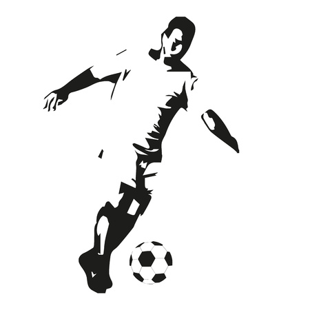 Soccer player, monochrome vector silhouetteのイラスト素材