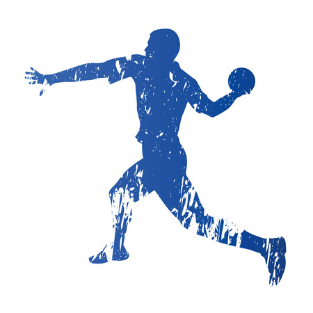 Handball player, abstract grungy vector silhouetteのイラスト素材