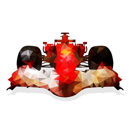 Abstract red formula racing car. Geometrical illustration. Polygonal automobileのイラスト素材