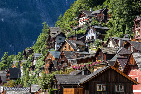 Landscape view of Hallstatt in Austriaの写真素材