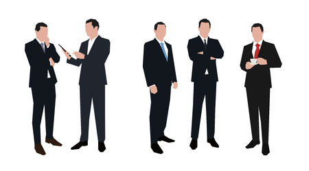 Businessman character set in various poses.のイラスト素材