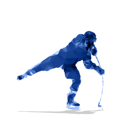 Ice hockey player, abstract geometric silhouette. Shooting hockey forwardのイラスト素材