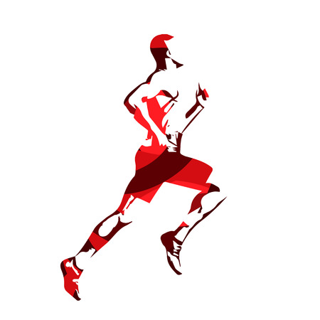 Running man, red abstract vector silhouetteのイラスト素材