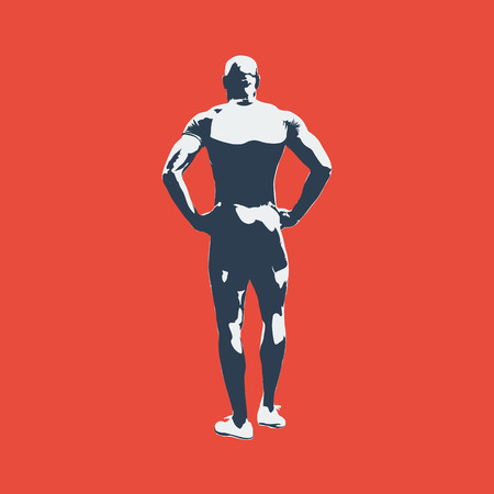 Standing athlete, abstract vector silhouetteのイラスト素材