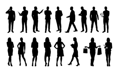 Business people, large set of silhouettes of men and women.のイラスト素材