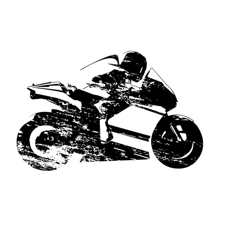 Road motorcycle racer, scratched vector silhouetteのイラスト素材
