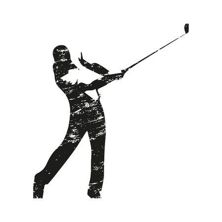 Golf player, scratched vector silhouette of golferのイラスト素材
