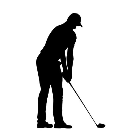 Golf player icon. Isolated vector silhouetteのイラスト素材