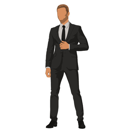 Handsome business man standing, isolated vector illustrationのイラスト素材