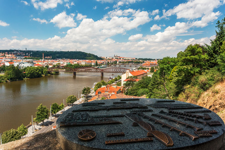 Prague panorama, bridges over river Vltava. Cityscape. Czech Republicのeditorial素材