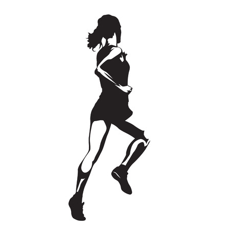 Running woman, abstract isolated vector silhouetteのイラスト素材
