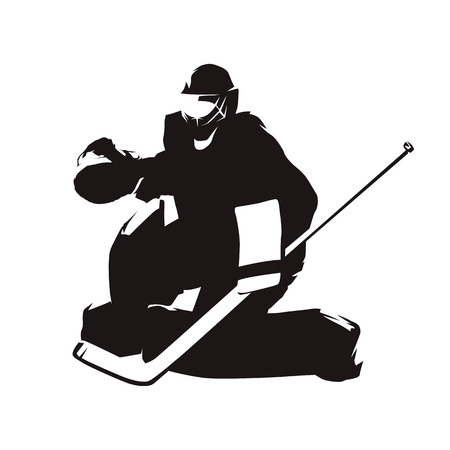 Ice hockey goalie, abstract vector silhouette, winter team sport. Active peopleのイラスト素材