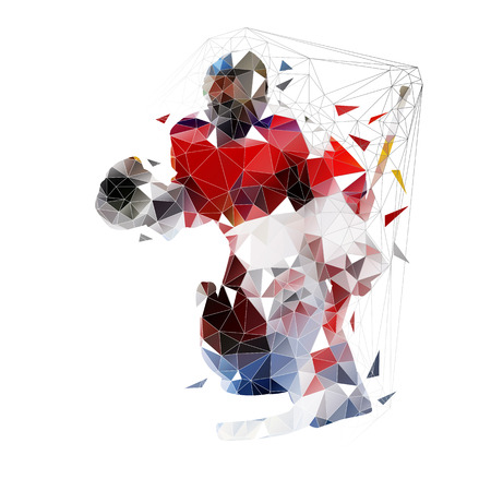 Hockey goalie, geometric vector illustration. Ice hockey player, low polyのイラスト素材