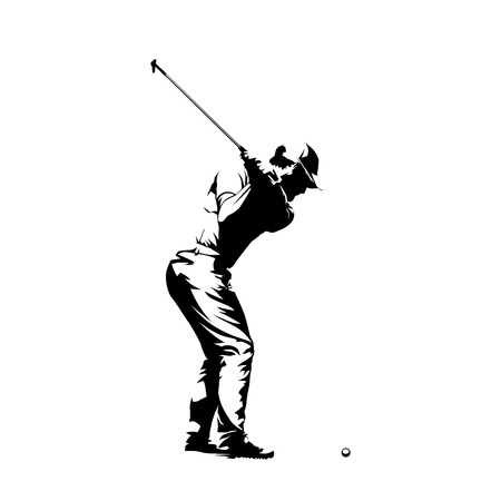 Golf player, abstract isolated vector silhouette. Golf swing iconのイラスト素材