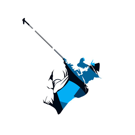 Golf player, abstract blue vector silhouetteのイラスト素材