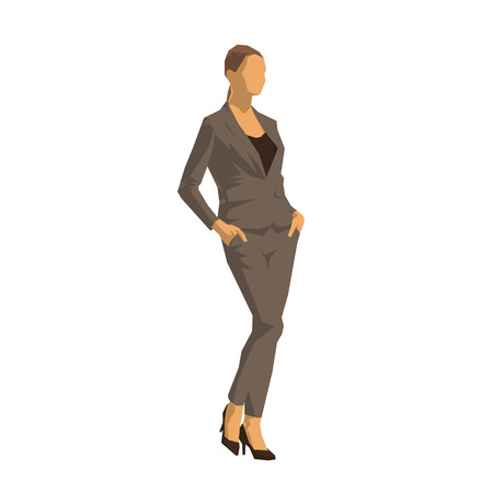 Business woman standing in formal dress, isolated geometric vector illustration, flat desingのイラスト素材