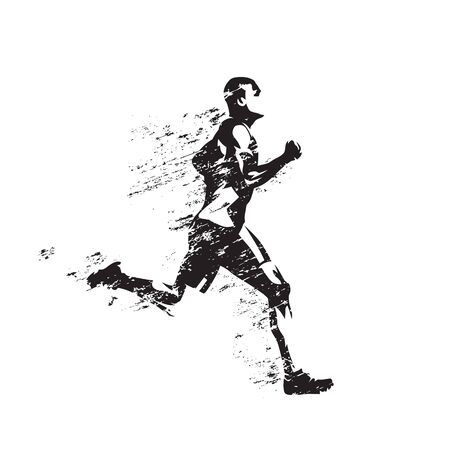 Running man, abstract isolated vector silhouette. Run, sprinting athleteのイラスト素材