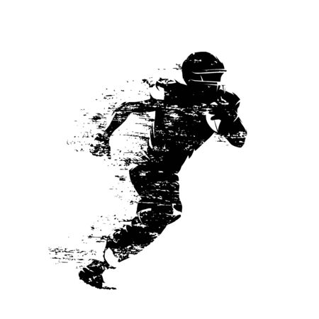 American football player, isolated grunge vector silhouetteのイラスト素材
