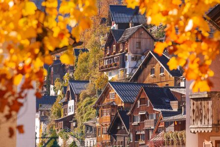 Hallstatt, historic town. Autumn in Alps, Austriaの写真素材