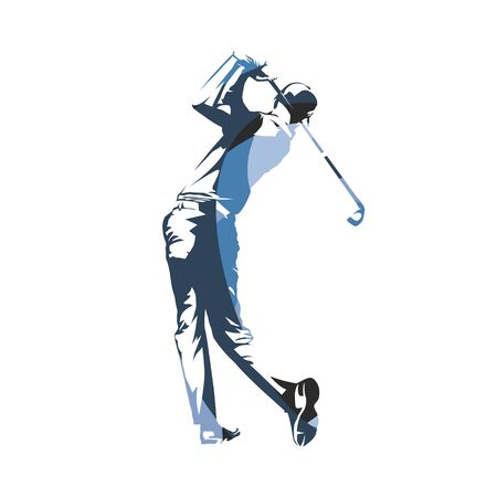 Golf player, golf swing, isolated vector illustrationのイラスト素材