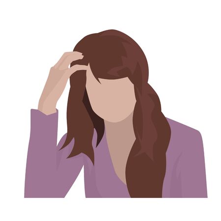 Young tired woman holding her head, isolated flat design illustrationのイラスト素材
