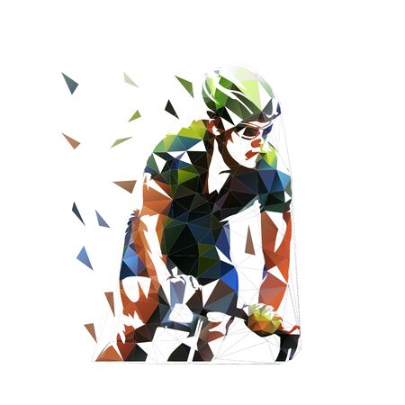 Cycling, low polygonal road cyclist, isolated vector illustrationのイラスト素材