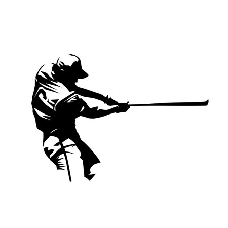 Baseball player with bat. Batter, abstract isolated vector silhouette. Baseball logoのイラスト素材