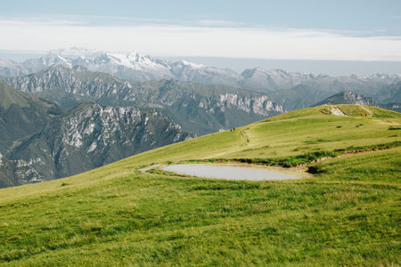 Monte Baldo mountain in summer. Alpine hiking in Italy, tourism