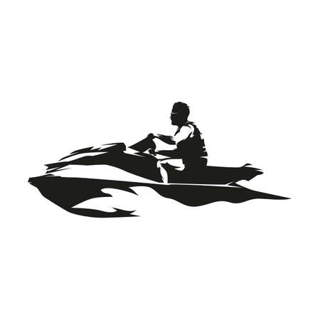 Personal watercraft, PWC, water scooter or jet ski. Rider sits on recreational watercraftのイラスト素材