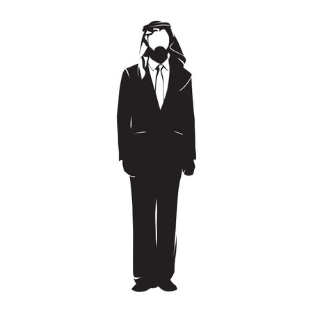 Arabian businessman, isolated vector silhouette.のイラスト素材