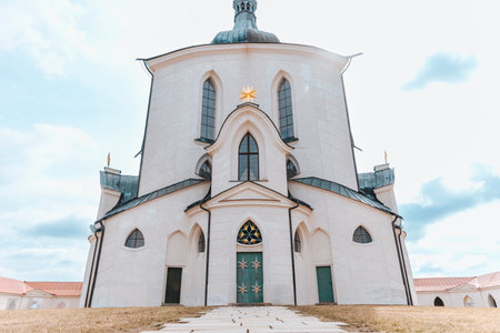 Zdar nad Sazavou, Zelena hora, Pilgrimage Church of St John of Nepomuk at Zelena hora, Czech Republicの写真素材