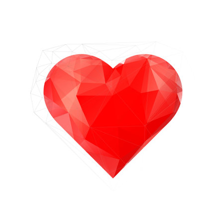 Heart, low poly vector illustration. Symbol of love, geometric drawing of a red heartのイラスト素材