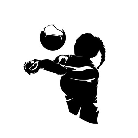 Volleyball woman logo, isolated vector silhouette, female volleyball playerのイラスト素材