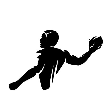 Water polo player with ball, isolated vector silhouetteのイラスト素材