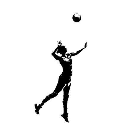 Volleyball player, woman, female team sport athlete, isolated vector silhouetteのイラスト素材