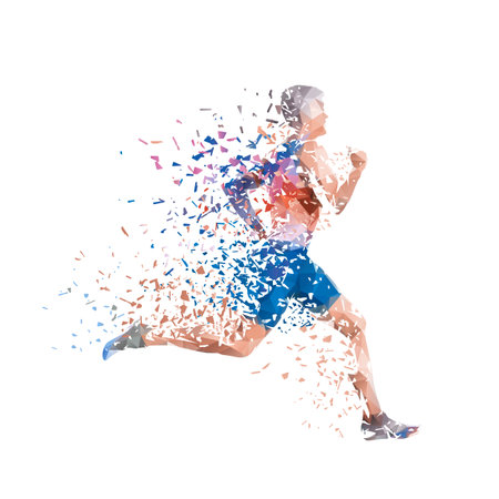 Run, running man isolated vector silhouette, side viewのイラスト素材