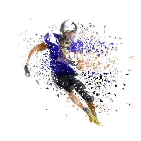 American football player, quarterback, isolated low poly vector illustration with distortion effectのイラスト素材