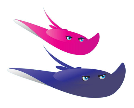 illustration of stingray swimming のイラスト素材