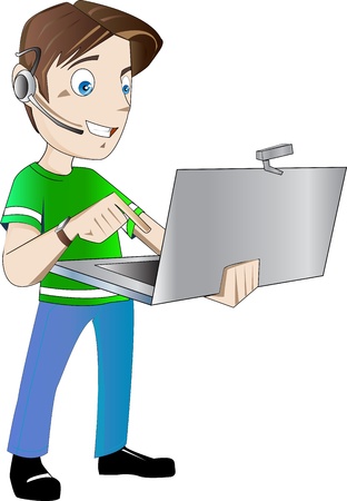 Operator working in a call centerのイラスト素材