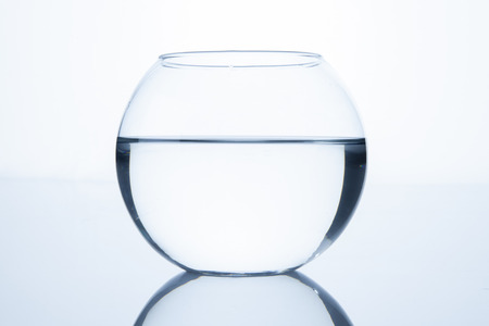 Empty fish bowl with waterの写真素材