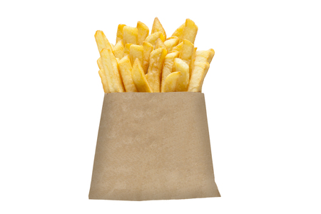 French fries in paper packagingの写真素材